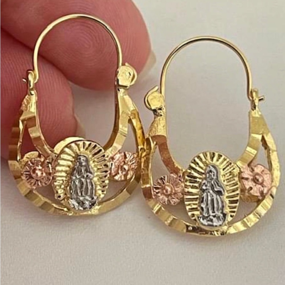 14k Gold Filled Virgin Guadalupe/Virgen Guadalupe Basket Earrings - Picture 15 of 15